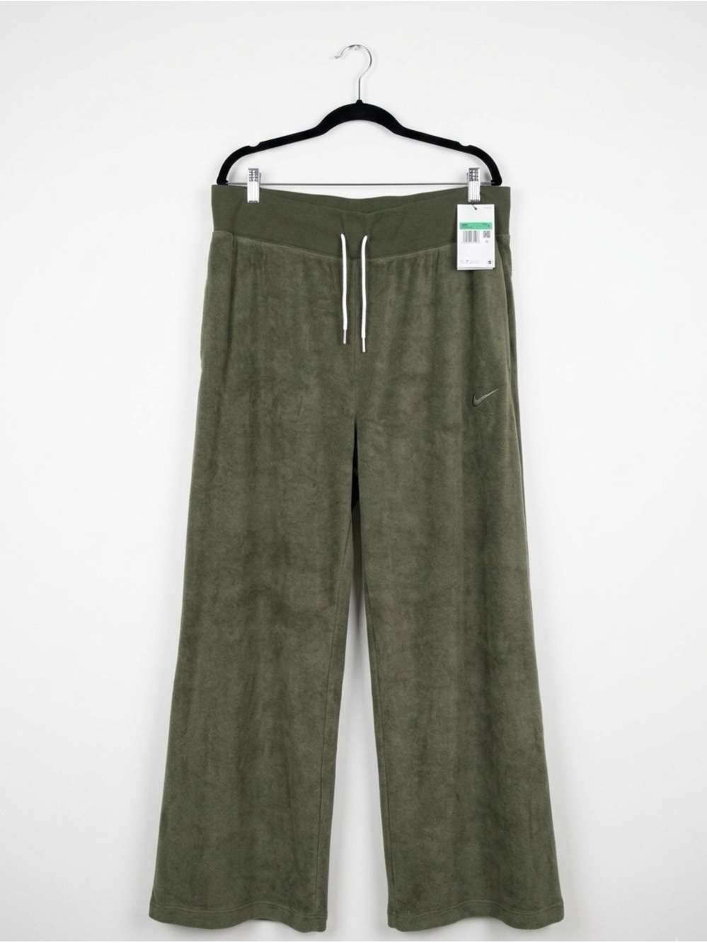 NWT• Nike Sportswear Terry Wide Leg Pants XL Olive Green High Rise Lounge